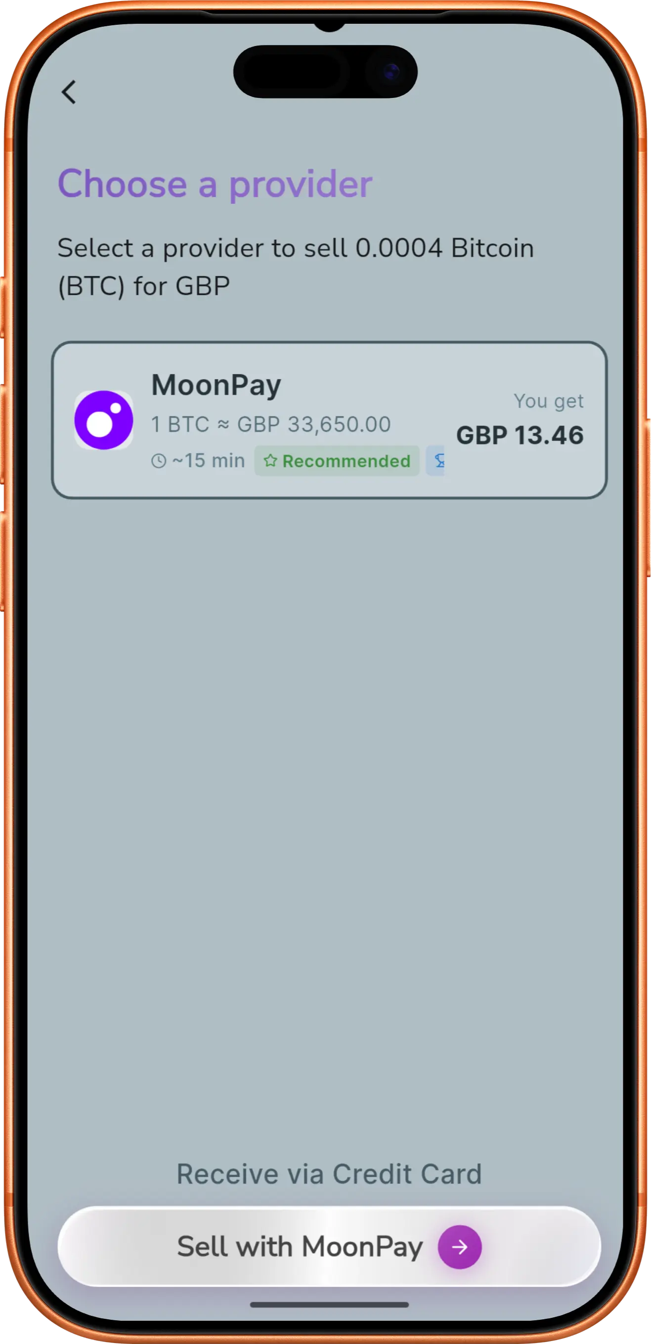 Comparing sell provider quotes in the Shakesco app